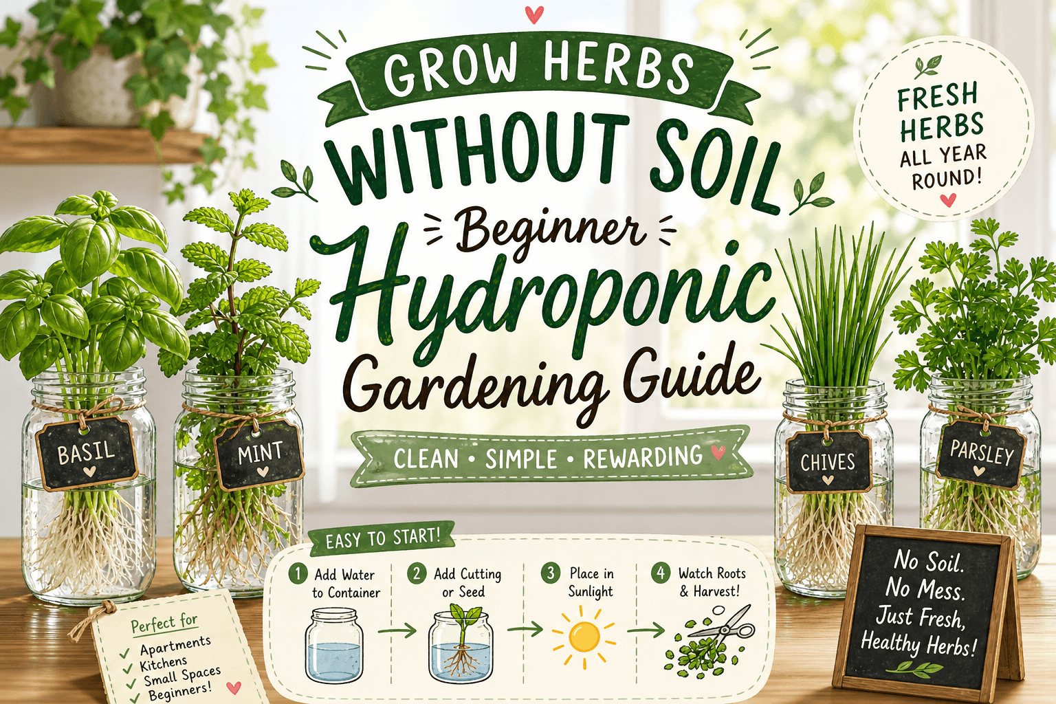 Grow Herbs Without Soil (Beginner Hydroponic Gardening Guide ...
